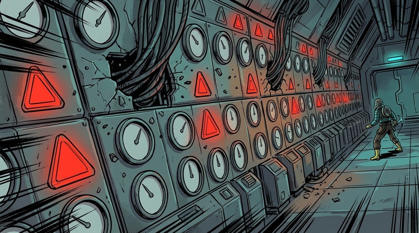 Every elevator indicator in the tower ignites at once.